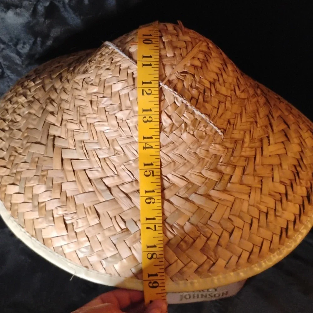 Vintage Tan Woven Straw Conical Hat